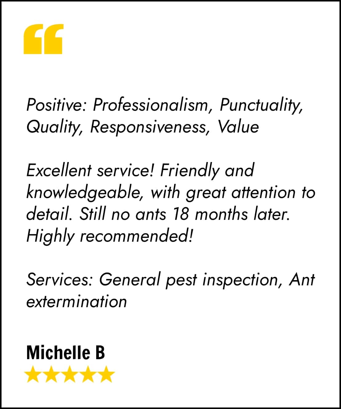 5 star ant treatment review by Michelle B